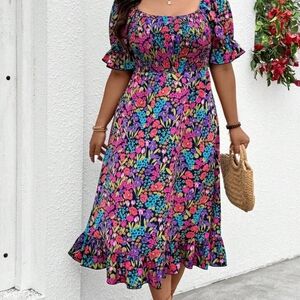 Vibrant Floral Midi Dress
